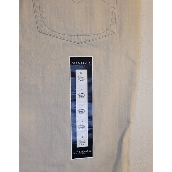 SONOMA Woman's Life + Style Size 14 Capris 5 Pocket Stretch Beige Pants NWT - Picture 7 of 8